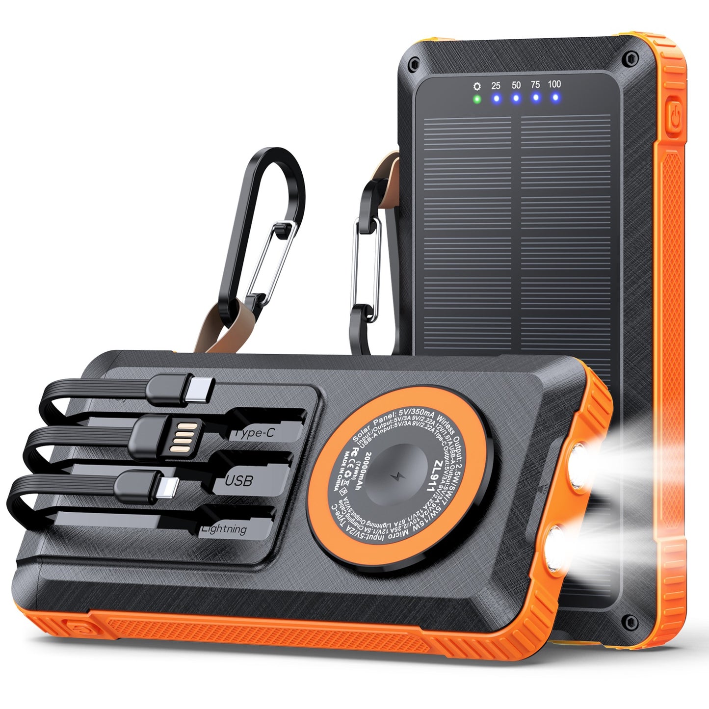 Morpela Premium Solar Power Bank, 20000mAh,22.5W 3 IN 1 Magnetic Wireless Charging, with LED