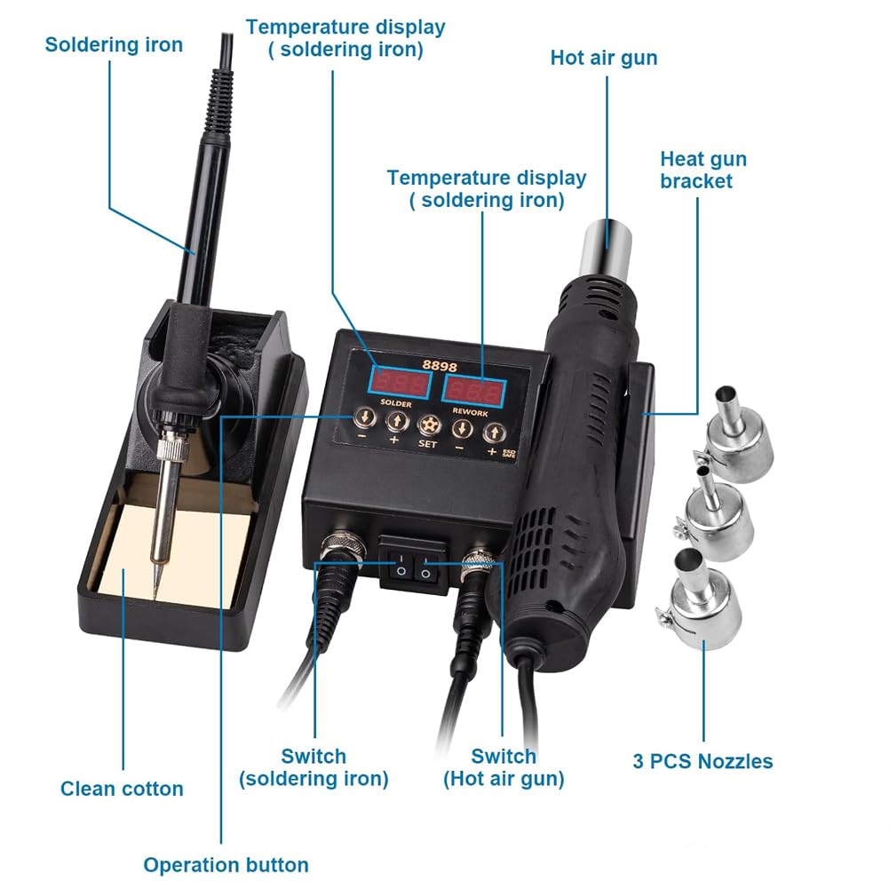 2-in-1 600W Soldering Station with LCD