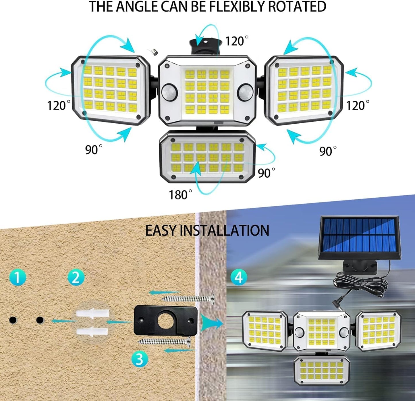 Garden Art Solar Lights 2 Motion Sensor, 4 Head