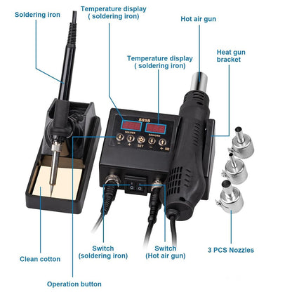 2-in-1 600W Soldering Station with LCD