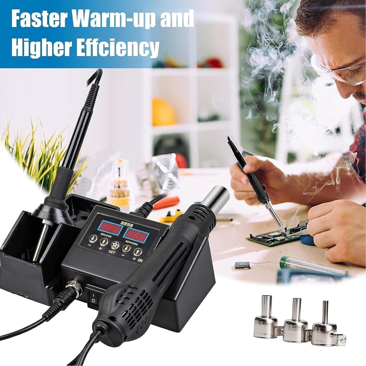 2-in-1 600W Soldering Station with LCD
