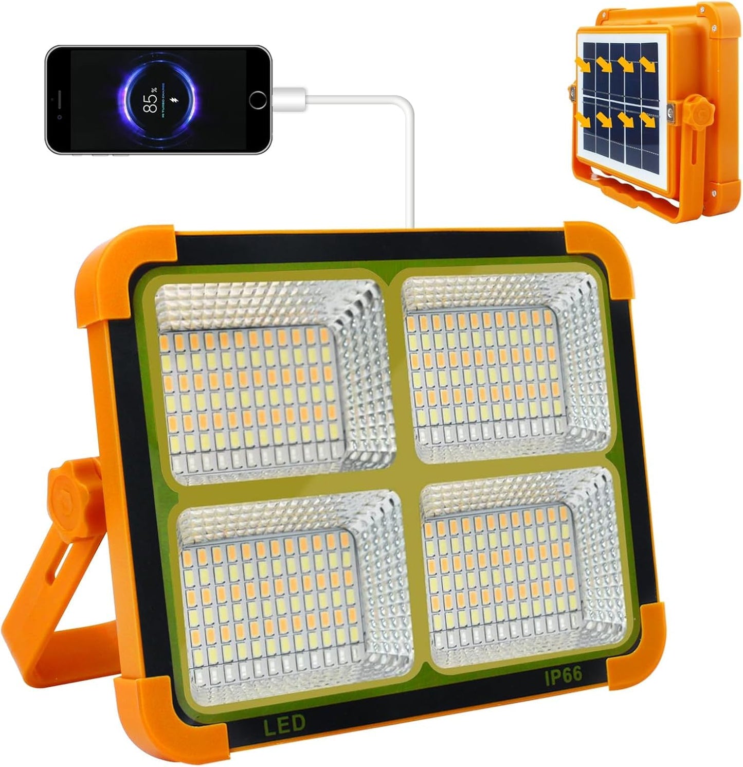 Portable LED Work Light, 1000LM Solar & USB Rechargeable,mobile charging