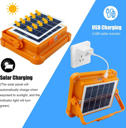 Portable LED Work Light, 1000LM Solar & USB Rechargeable,mobile charging