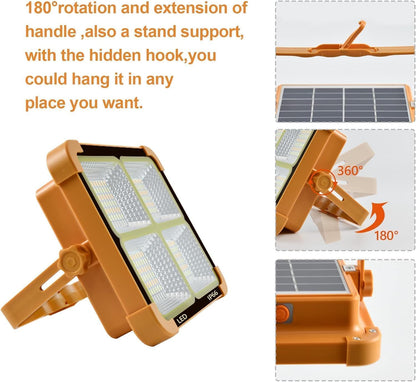 Portable LED Work Light, 1000LM Solar & USB Rechargeable,mobile charging