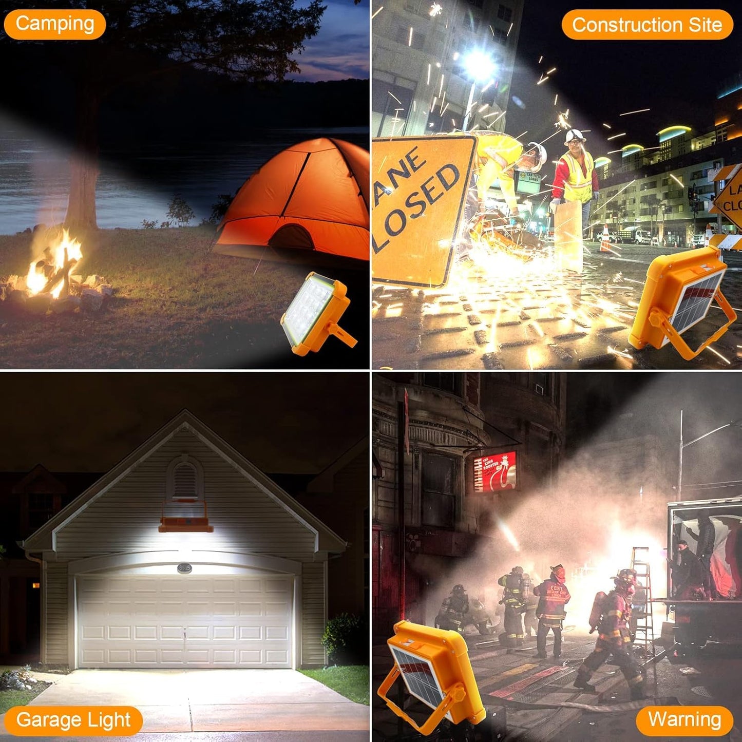 Portable LED Work Light, 1000LM Solar & USB Rechargeable,mobile charging