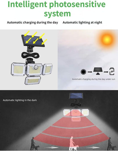 Solar Outdoor Lights 3500LM 333 LED Security Lights with Remote Control