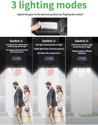 Solar Outdoor Lights 3500LM 333 LED Security Lights with Remote Control