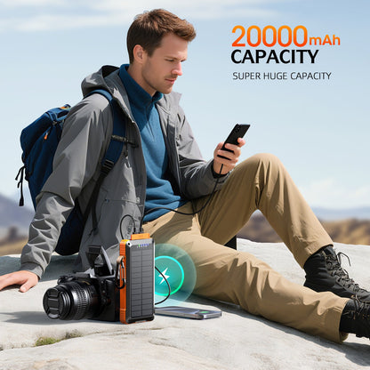 Morpela Premium Solar Power Bank, 20000mAh,22.5W 3 IN 1 Magnetic Wireless Charging, with LED